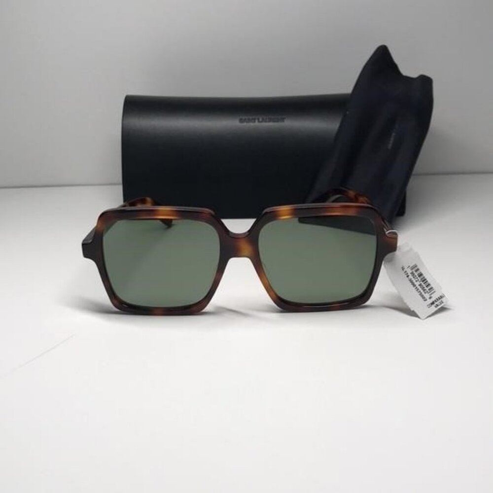 New Authentic Tortoise Square Sunglasses with Black Case SL 174 002 - Picture 3 of 13